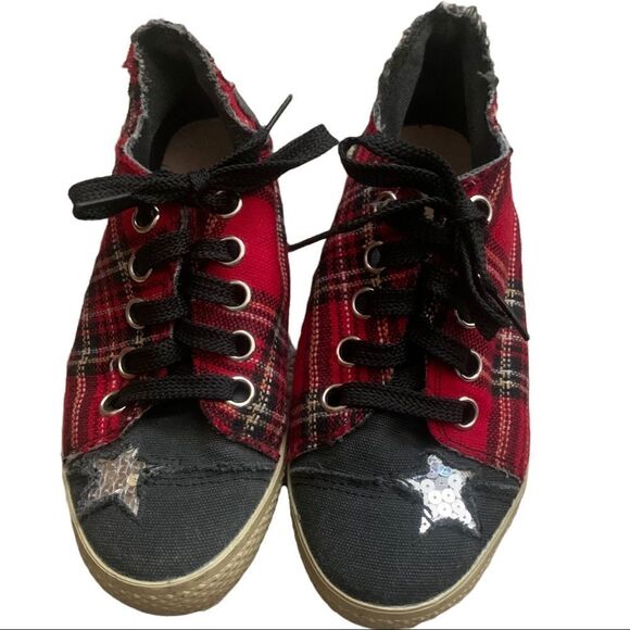 Unbranded Gray & Plaid Canvas Sneakers Size 38 - Picture 1 of 11